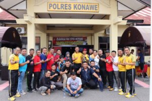 Tingkatkan Pelayanan Informasi, Polres Konawe Gelar Olahraga dan Coffe Morning Bersama Insan Pers