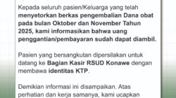Dana Pengembalian Obat Pasien RSUD Konawe Oktober-November 2025 Sudah Bisa Diambil